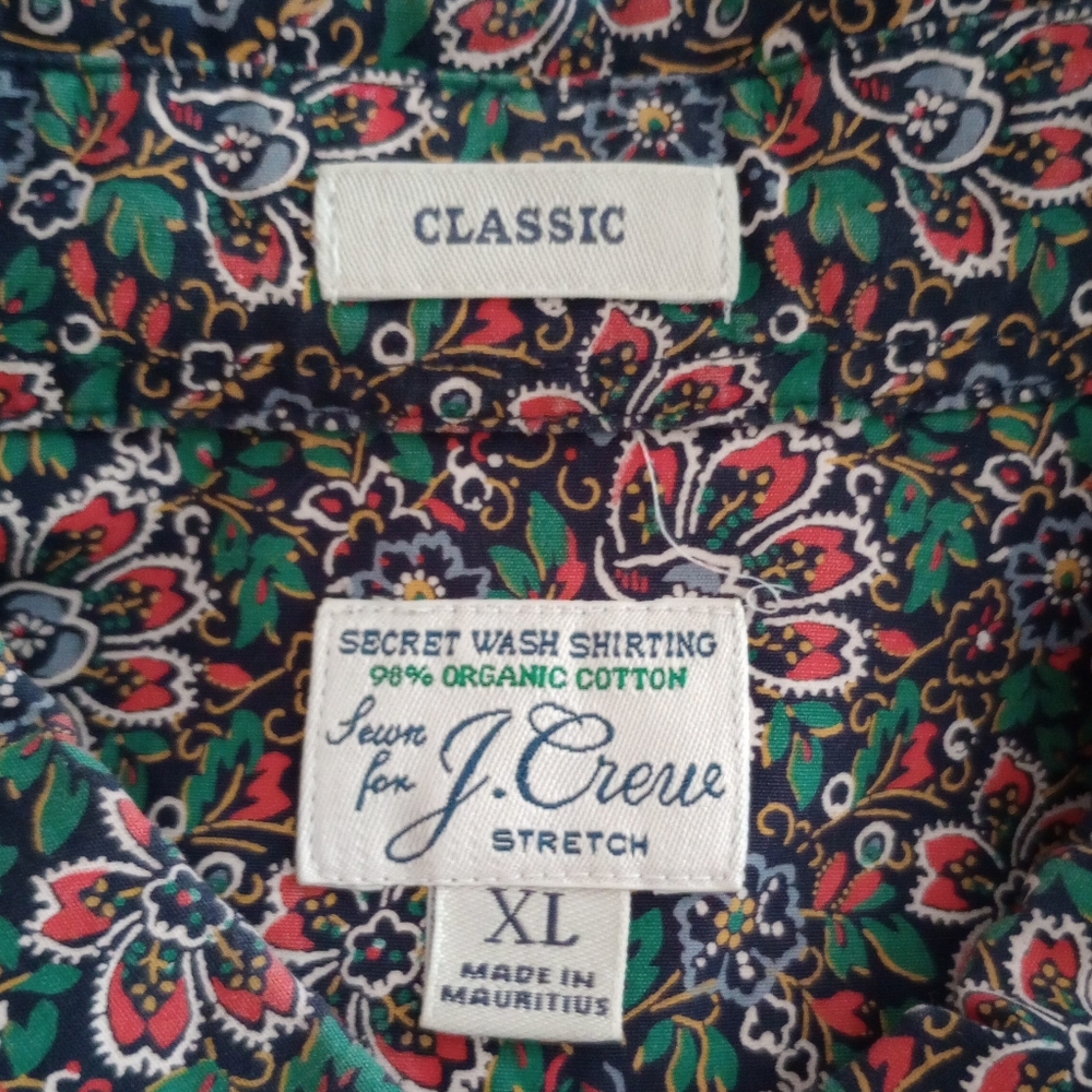 J. Crew Secret Wash Mens Classic Short Sleeve Organic Cotton Floral Shirt, XL - Picture 2 of 12